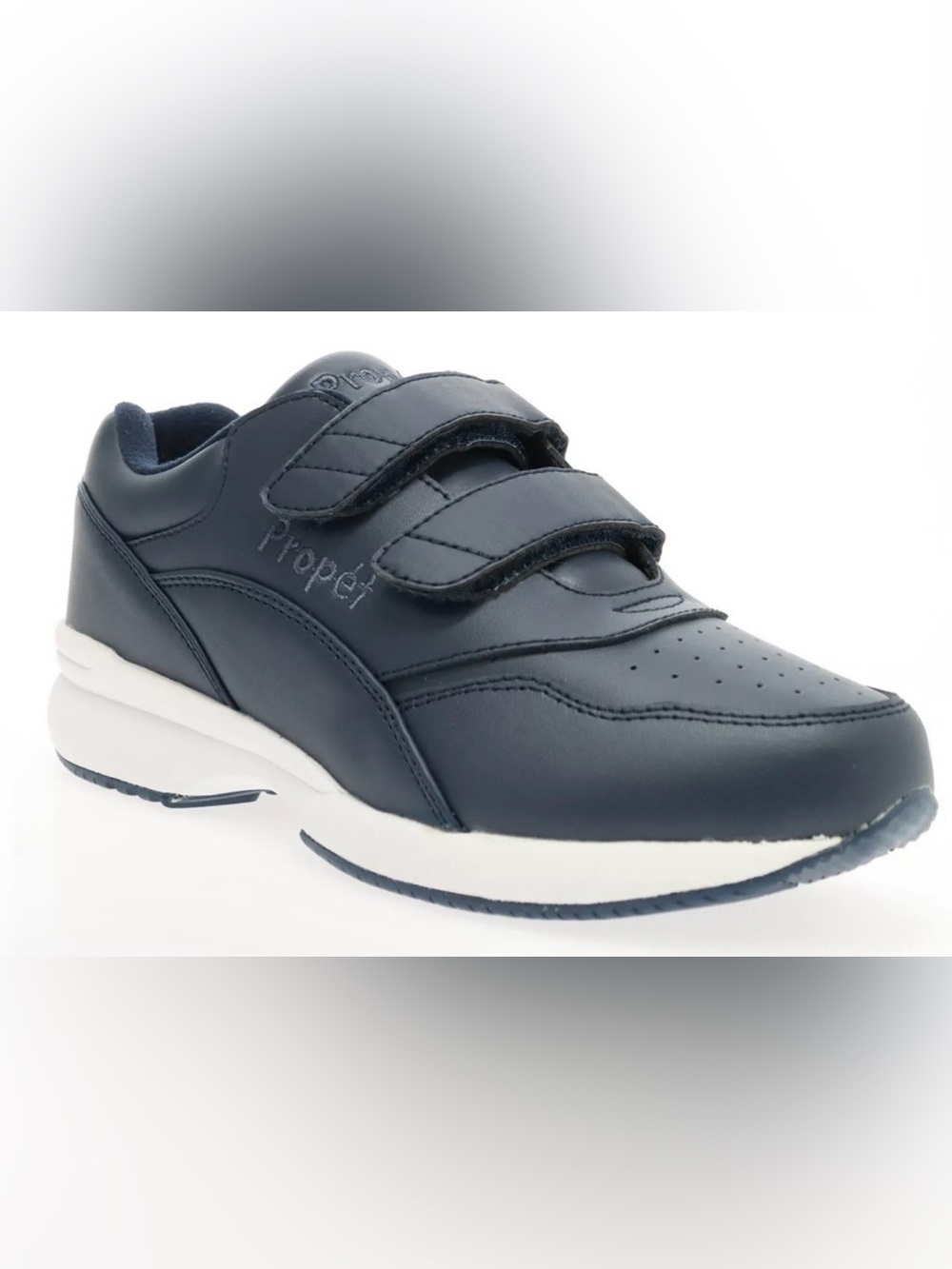 Women’s Sz 12 W (D) Tour Walker Strap Propet Black Leather Dual-Velcro Trainer
